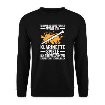 Klarinette Musik Klarinettist Geschenk - Unisex Pullover - Schwarz - Vorne - Alina (178cm) & Michal (187cm)
