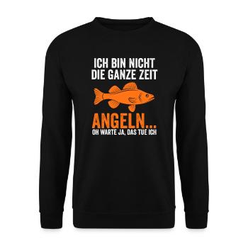 Angeln Fische Angler Geschenk - Unisex Pullover - Schwarz - Vorne - Alina (178cm) & Michal (187cm)