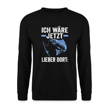 Angeln Fische Fischen Geschenk - Unisex Pullover - Schwarz - Vorne - Alina (178cm) & Michal (187cm)