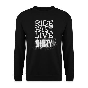 RIDE FAST LIVE DIRTY – Mountain Bike - Motocross - Unisex Sweatshirt - black - Front - Alina (178cm) & Michal (187cm)