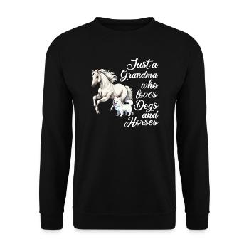 Pferd Pferde und Hund Hund Geschenk - Unisex Pullover - Schwarz - Vorne - Alina (178cm) & Michal (187cm)