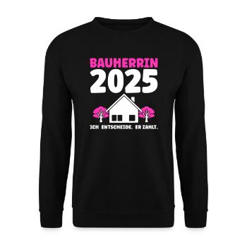 Bauherr Traumhaus Bauherrin Geschenk - Unisex Pullover - Schwarz - Vorne - Alina (178cm) & Michal (187cm)