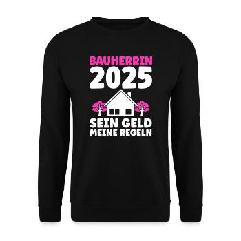 Bauherr Traumhaus Bauherrin Geschenk - Unisex Pullover - Schwarz - Vorne - Alina (178cm) & Michal (187cm)