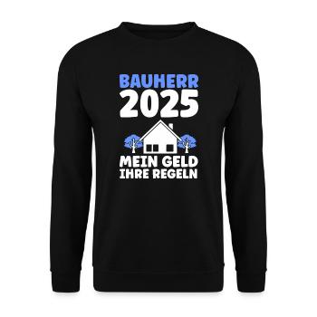 Bauherr Traumhaus Bauherrin Geschenk - Unisex Pullover - Schwarz - Vorne - Alina (178cm) & Michal (187cm)
