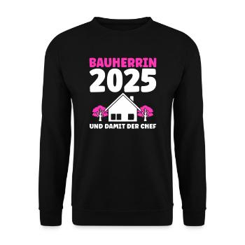 Bauherr Traumhaus Bauherrin Geschenk - Unisex Pullover - Schwarz - Vorne - Alina (178cm) & Michal (187cm)
