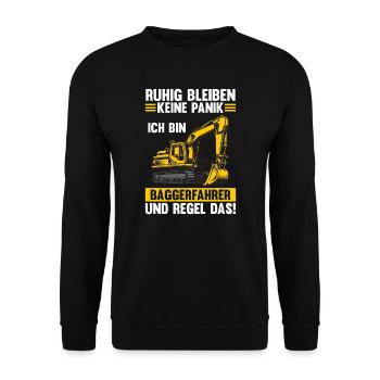 Bagger Fahrer Bagger Bauen Geschenk - Unisex Pullover - Schwarz - Vorne - Alina (178cm) & Michal (187cm)