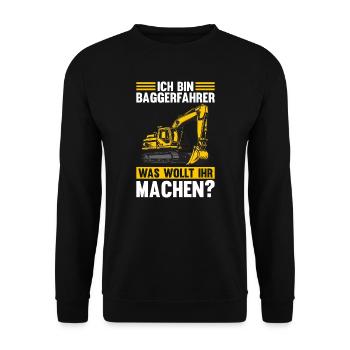 Bagger Fahrer Bagger Bauen Geschenk - Unisex Pullover - Schwarz - Vorne - Alina (178cm) & Michal (187cm)