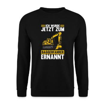 Bagger Fahrer Bagger Bauen Geschenk - Unisex Pullover - Schwarz - Vorne - Alina (178cm) & Michal (187cm)