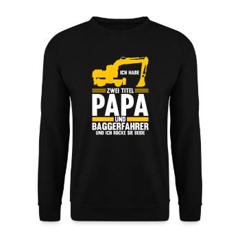Bagger Fahrer Bagger Bauen Geschenk - Unisex Pullover - Schwarz - Vorne - Alina (178cm) & Michal (187cm)