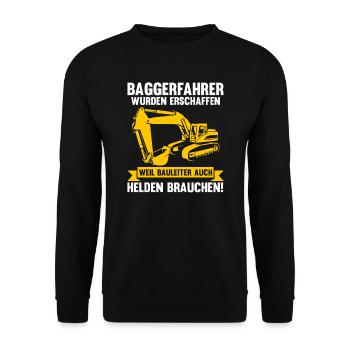 Bagger Fahrer Bagger Bauen Geschenk - Unisex Pullover - Schwarz - Vorne - Alina (178cm) & Michal (187cm)
