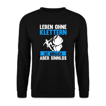 Berge Klettern Kletter Geschenk - Unisex Pullover - Schwarz - Vorne - Alina (178cm) & Michal (187cm)