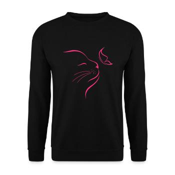 cat butterfly - Sweat-shirt Unisexe - noir - Devant - Alina (178cm) & Michal (187cm)
