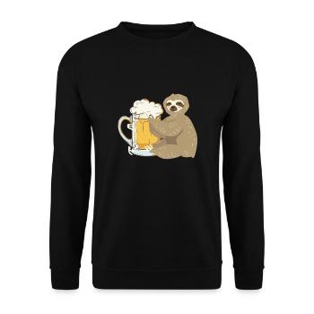 Sloth Hugs Beer Stein - Chill - Witzig - Fête - Sweat-shirt Unisexe - noir - Devant - Alina (178cm) & Michal (187cm)