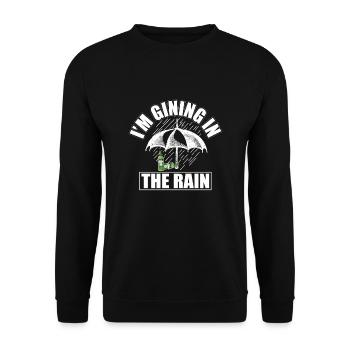 GIN - Rain - Regenschirm - Gin Tonic - Spaß -Regen - Unisex Pullover - Schwarz - Vorne - Alina (178cm) & Michal (187cm)