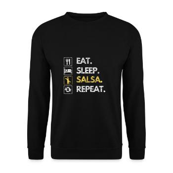Eat Sleep Salsa Repeat Dancing Dancing Dance School - Unisex Sweatshirt - black - Front - Alina (178cm) & Michal (187cm)