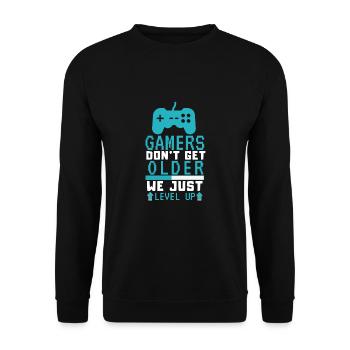 Birthday Get Older Gamer Level Up Gaming Fun - Unisex Sweatshirt - black - Front - Alina (178cm) & Michal (187cm)