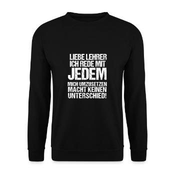 Mit Jedem Schule Schüler Nervensäge Spruch Lehrer - Unisex Pullover - Schwarz - Vorne - Alina (178cm) & Michal (187cm)