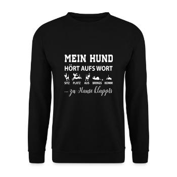 My dog hears word funny saying dog owner - Unisex Sweatshirt - black - Front - Alina (178cm) & Michal (187cm)