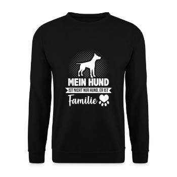 Hundehalter Vierbeiner Hunde Sprüche Familie - Unisex Pullover - Schwarz - Vorne - Alina (178cm) & Michal (187cm)