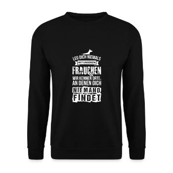 Frauchen Hunde Sprüche Hundeliebhaber Hundeliebe - Unisex Pullover - Schwarz - Vorne - Alina (178cm) & Michal (187cm)