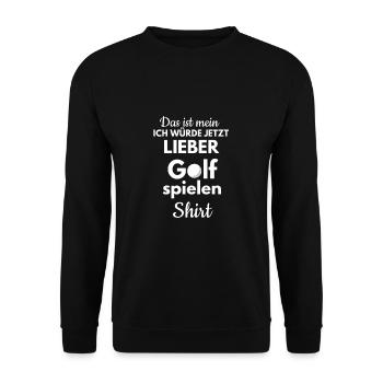 Golf Spieler Golf-Spielen Golfplatz Golfschläger - Unisex Pullover - Schwarz - Vorne - Alina (178cm) & Michal (187cm)