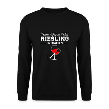 Kann Spuren von Riesling enthalten Wein Spruch - Unisex Sweatshirt - black - Front - Alina (178cm) & Michal (187cm)
