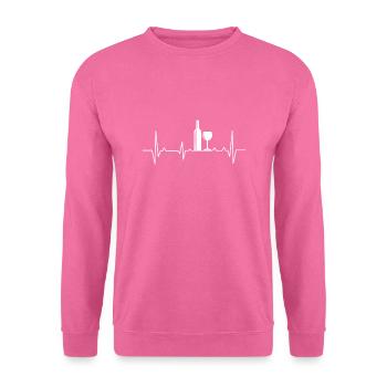Weinflasche Weinglas Wein Herzschlag EKG Trinken - Sweat-shirt Unisexe - rose - Devant