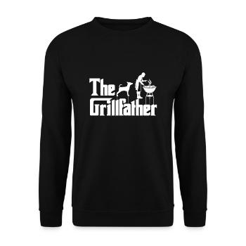 Vater Grillfather Grillen Papa Grillsaison Fleisch - Unisex Pullover - Schwarz - Vorne - Alina (178cm) & Michal (187cm)