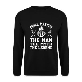 Grill Meister Man Myth Legend Grillen Grillsaison - Unisex Pullover - Schwarz - Vorne - Alina (178cm) & Michal (187cm)
