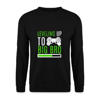 Großer Bruder Level Up Brüder Familie Neugeborenes - Unisex Pullover - Schwarz - Vorne - Alina (178cm) & Michal (187cm)
