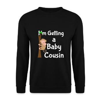 Ich bekomme einen Cousin Baby Affen Neugeborenes - Unisex Pullover - Schwarz - Vorne - Alina (178cm) & Michal (187cm)