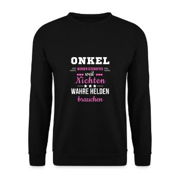 Uncle Nieces Saying Family Heroes Role Model Family - Unisex Sweatshirt - black - Front - Alina (178cm) & Michal (187cm)