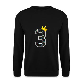 Ich bin 3 Drei Kinder Krone Dritter Geburtstag - Unisex Pullover - Schwarz - Vorne - Alina (178cm) & Michal (187cm)