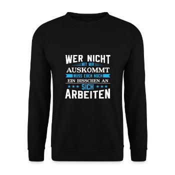 Qui ne s'entend pas avec moi doit travailler sur lui-même! - Sweat-shirt Unisexe - noir - Devant - Alina (178cm) & Michal (187cm)