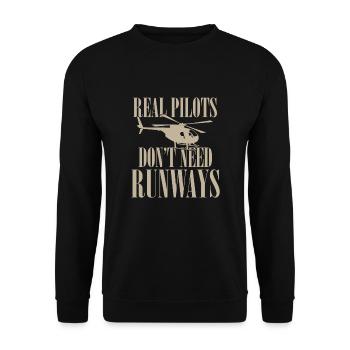Hubschrauber Pilot brauchen keine Landebahn - Unisex Pullover - Schwarz - Vorne - Alina (178cm) & Michal (187cm)