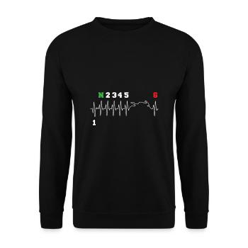 Motorrad Herzschlag Gangschaltung Schaltung Bike - Unisex Pullover - Schwarz - Vorne - Alina (178cm) & Michal (187cm)