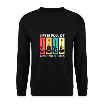 Gitarre Musik Gitarren E-Gitarre Akustik Musiker - Unisex Pullover - Schwarz - Vorne - Alina (178cm) & Michal (187cm)