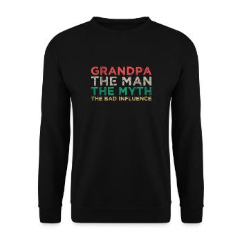 GRANDPA THE MAN THE MYTH - Unisex Pullover - Schwarz - Vorne - Alina (178cm) & Michal (187cm)