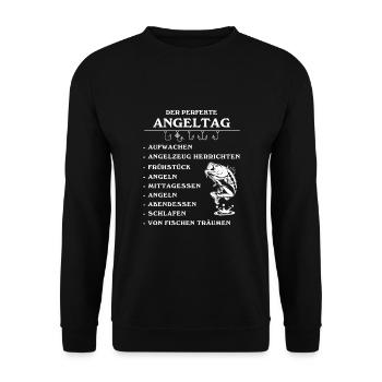 Angeltag Angler Fischer Angeln Fischen Fisch - Unisex Pullover - Schwarz - Vorne - Alina (178cm) & Michal (187cm)