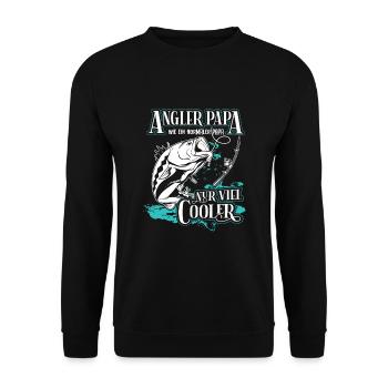 Angler Papa Angeln Angelfan Fischer Fischen Vater - Unisex Pullover - Schwarz - Vorne - Alina (178cm) & Michal (187cm)