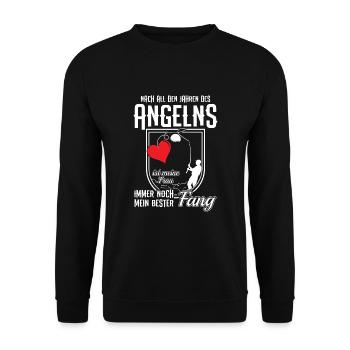 Mein Bester Fang Angler Angeln Fischen Spruch - Unisex Pullover - Schwarz - Vorne - Alina (178cm) & Michal (187cm)