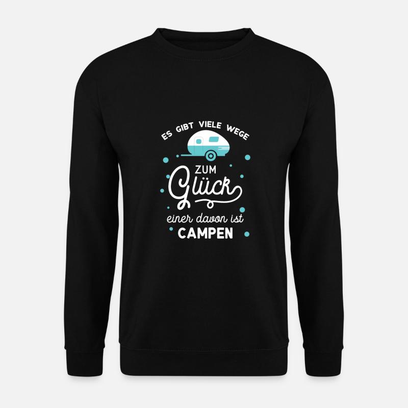 Es gibt viele Wege zum Glück Camping Camper Spruch - Unisex Pullover - Schwarz