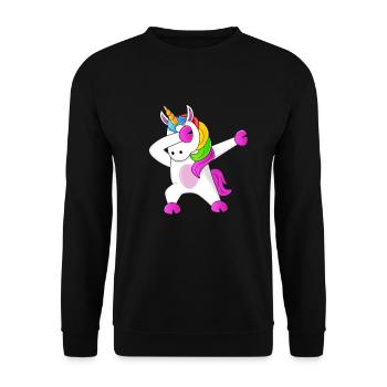 Einhorn Dabbing Unicorn - Unisex Pullover - Schwarz - Vorne - Alina (178cm) & Michal (187cm)