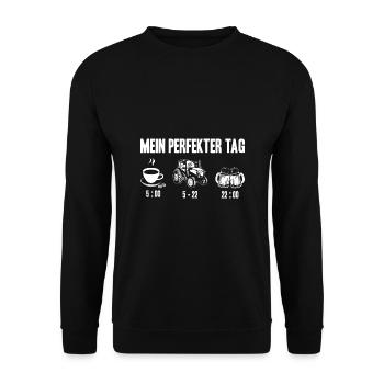 Landwirt Mein Perfekter Tag Kaffee Traktor Bier - Unisex Pullover - Schwarz - Vorne - Alina (178cm) & Michal (187cm)