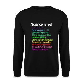 La science est réelle - la science est vraie! cadeau - Sweat-shirt Unisexe - noir - Devant - Alina (178cm) & Michal (187cm)