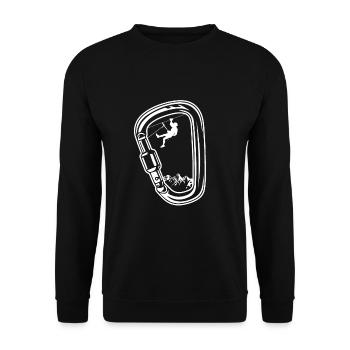 Kletterer Geschenk Felsklettern Carabiner Berge - Unisex Pullover - Schwarz - Vorne - Alina (178cm) & Michal (187cm)