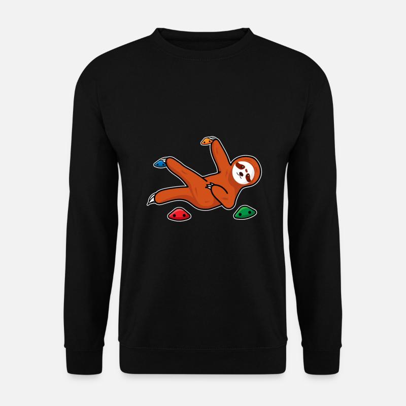 Boulder Geschenk Faultier an Kletterwand Kletterer - Unisex Pullover - Schwarz