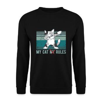 Chat à pois drôle MON CHAT MES RÈGLES - Sweat-shirt Unisexe - noir - Devant - Alina (178cm) & Michal (187cm)
