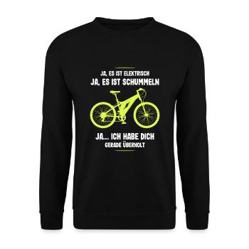 E-Bike Ich habe Dich Überholt Biker Fahrrad - Unisex Pullover - Schwarz - Vorne - Alina (178cm) & Michal (187cm)