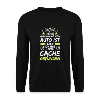 Geocaching Keine Ahnung Geocacher Cache Geocachen - Unisex Pullover - Schwarz - Vorne - Alina (178cm) & Michal (187cm)
